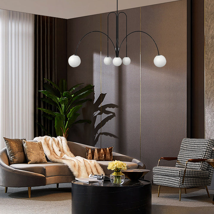 VerreLune™ – Suspension Ronde en Verre Blanc Moderne