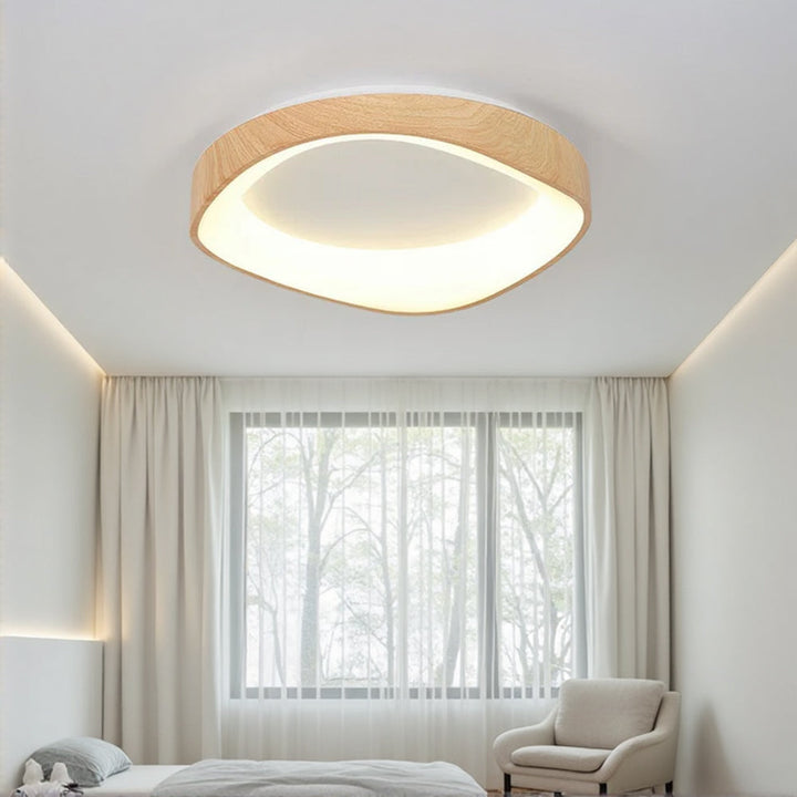 BoisLinéa™ – Plafonnier Design avec Veines de Bois Naturel