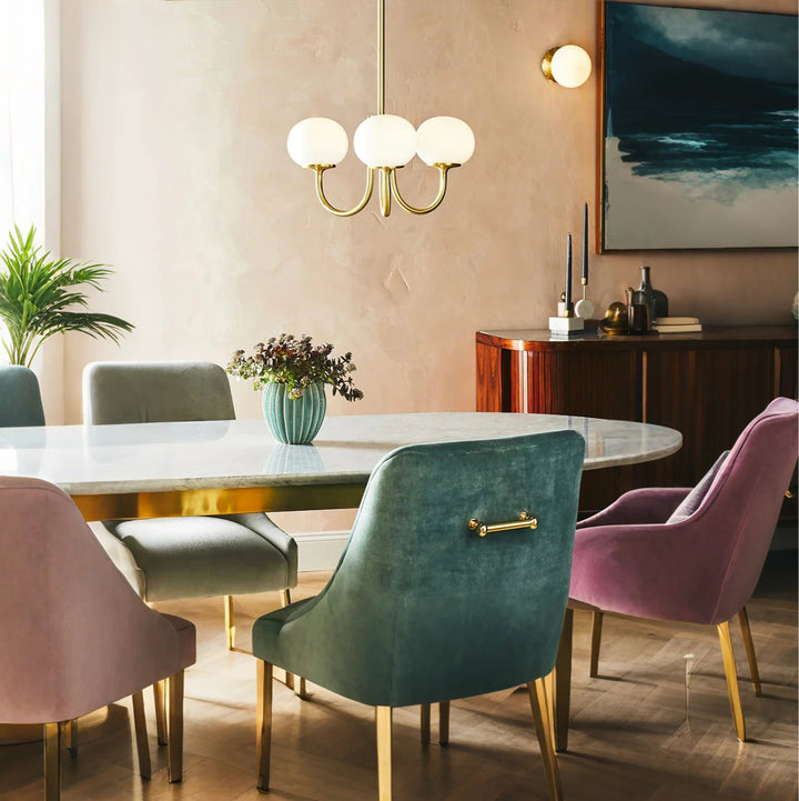 SucreLustre™ – Lustre Rose en Verre Bullé Style Guimauve