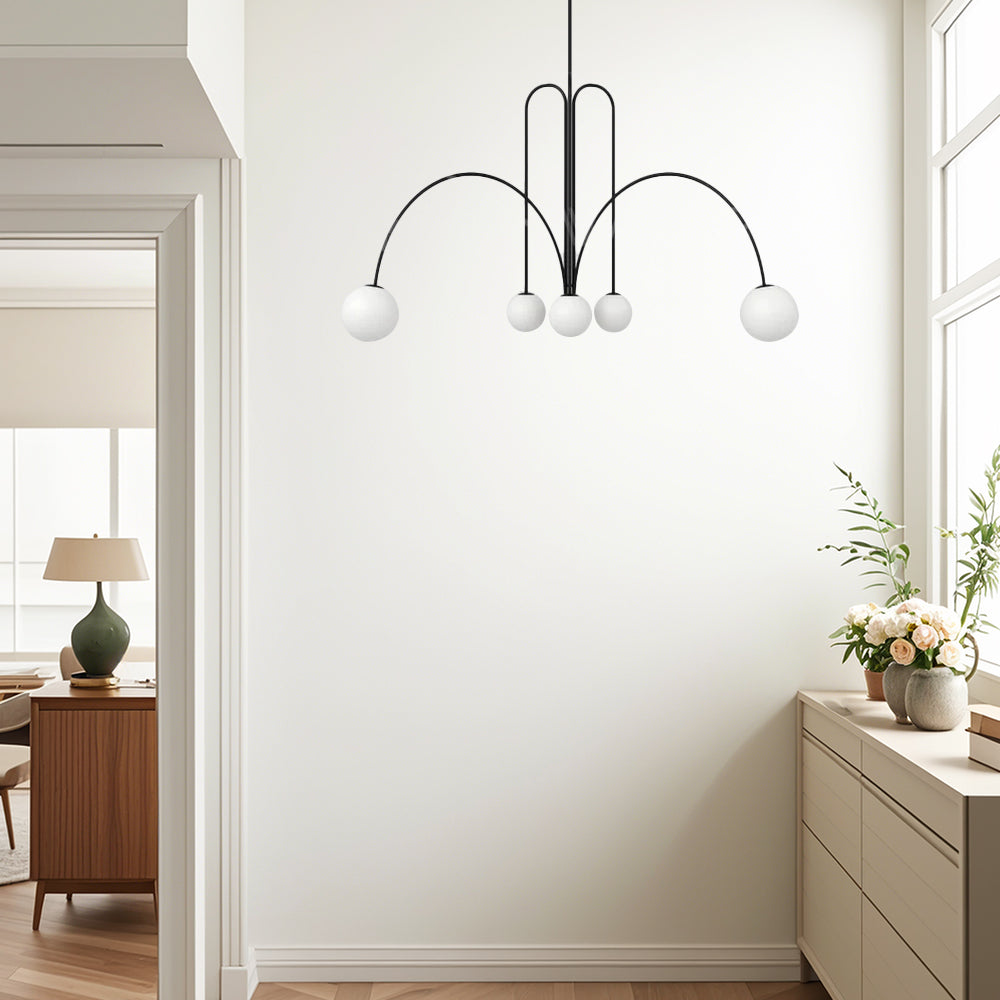 VerreLune™ – Suspension Ronde en Verre Blanc Moderne