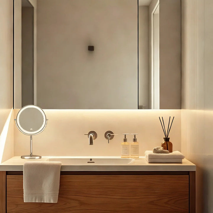 MiroLumi™ – Miroir Mural LED à Trois Tons Réglables