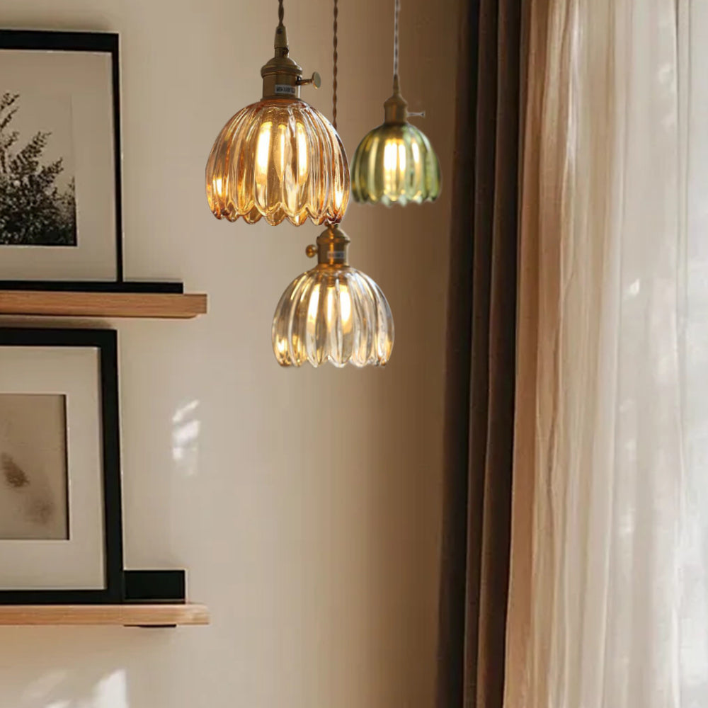 NéoFleur™ – Suspension Verre Style Rétro Moderne