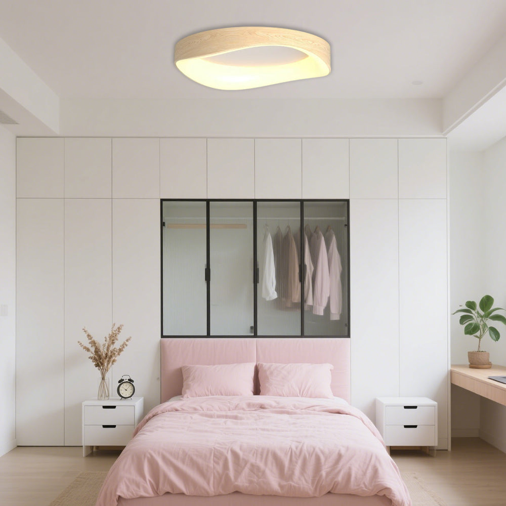 BoisLinéa™ – Plafonnier Design avec Veines de Bois Naturel