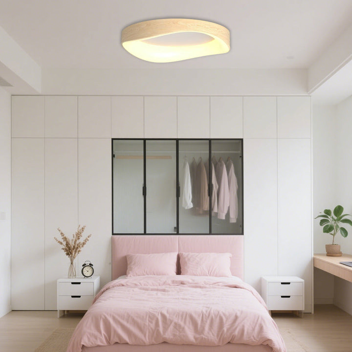 BoisLinéa™ – Plafonnier Design avec Veines de Bois Naturel