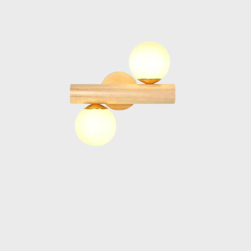 VerraBois™ – Applique en Verre Sphère et Bois Sculpté