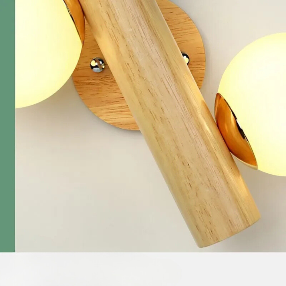 VerraBois™ – Applique en Verre Sphère et Bois Sculpté