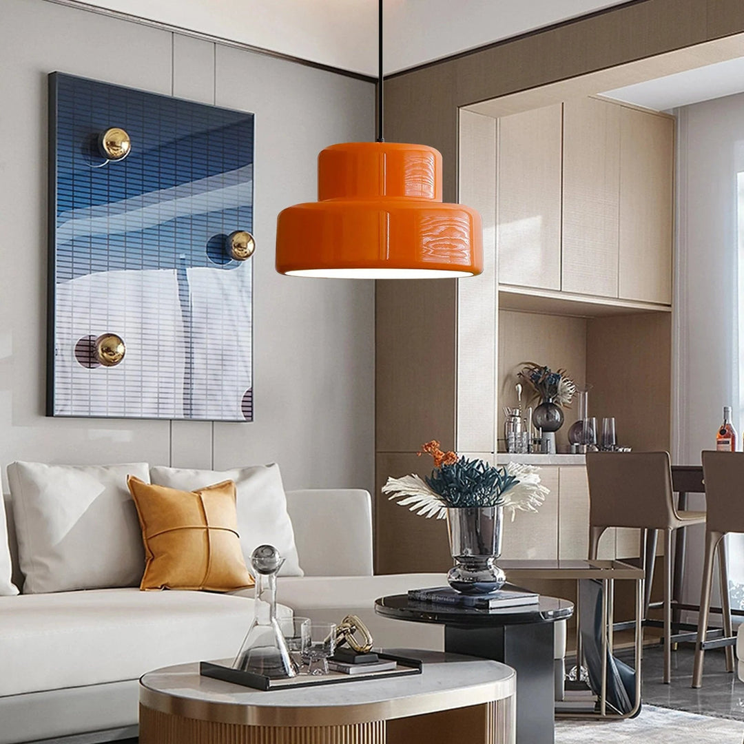 VintéaForm™ – Suspension Design Orange au Look Bauhaus Revisité