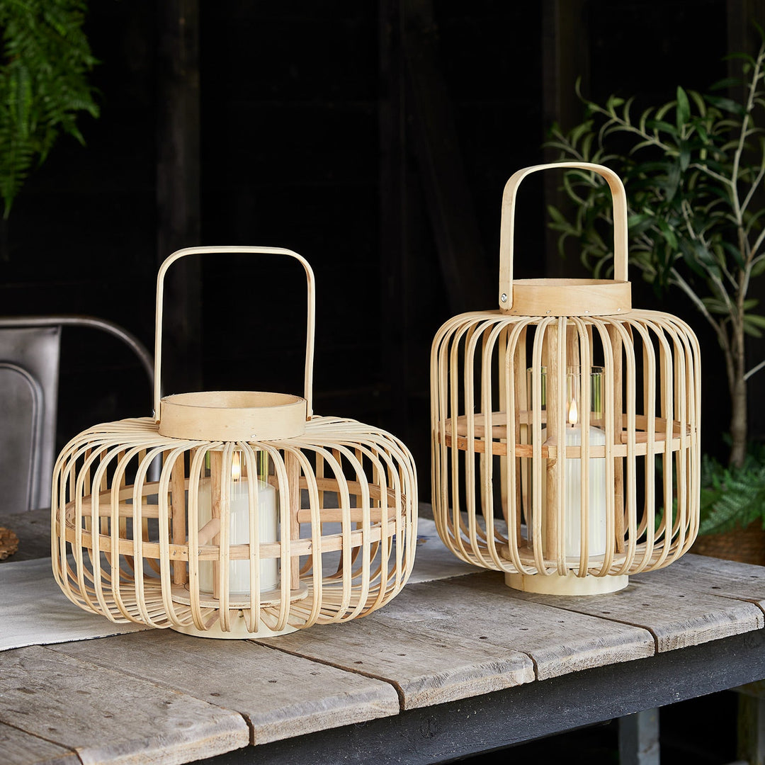 Paire de Lanternes Bambou avec Bougies LED
