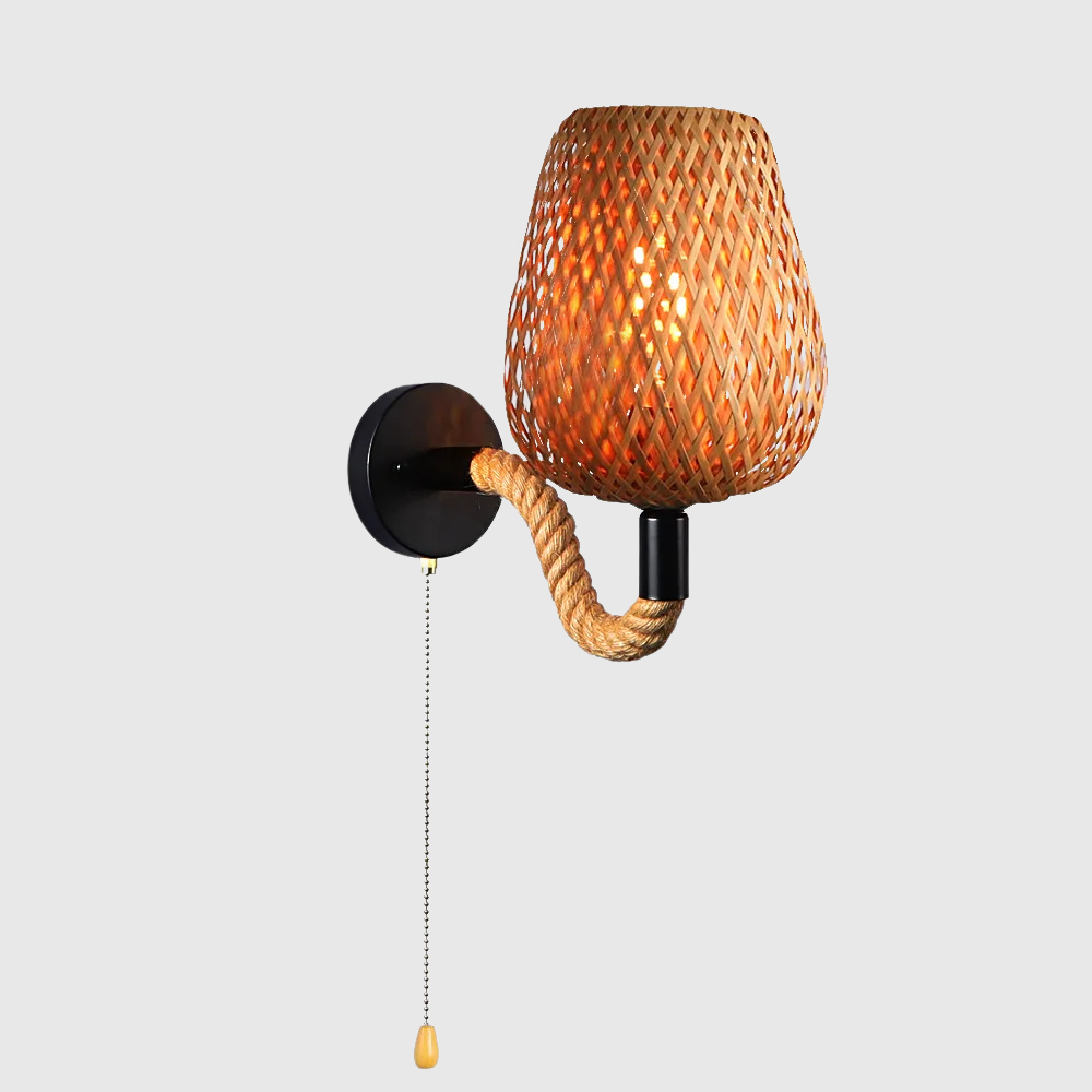 Éclat Nomade™ – Lampe Murale Rétro en Fibres Naturelles