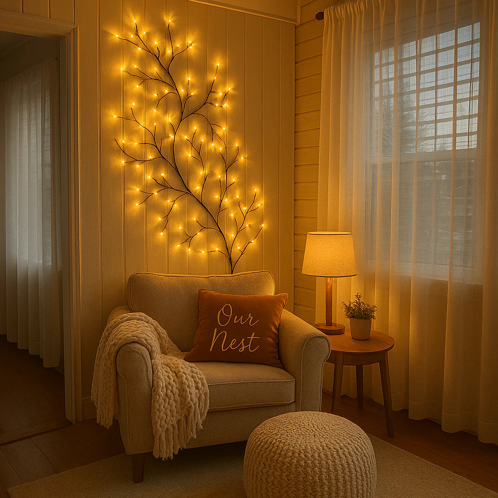 LumiCerise™ – Lampe Murale Poétique aux Tons Cerisiers