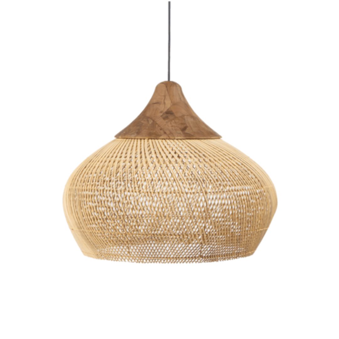 RattaLuxe™ – Lustre Vintage en Rotin Tressé