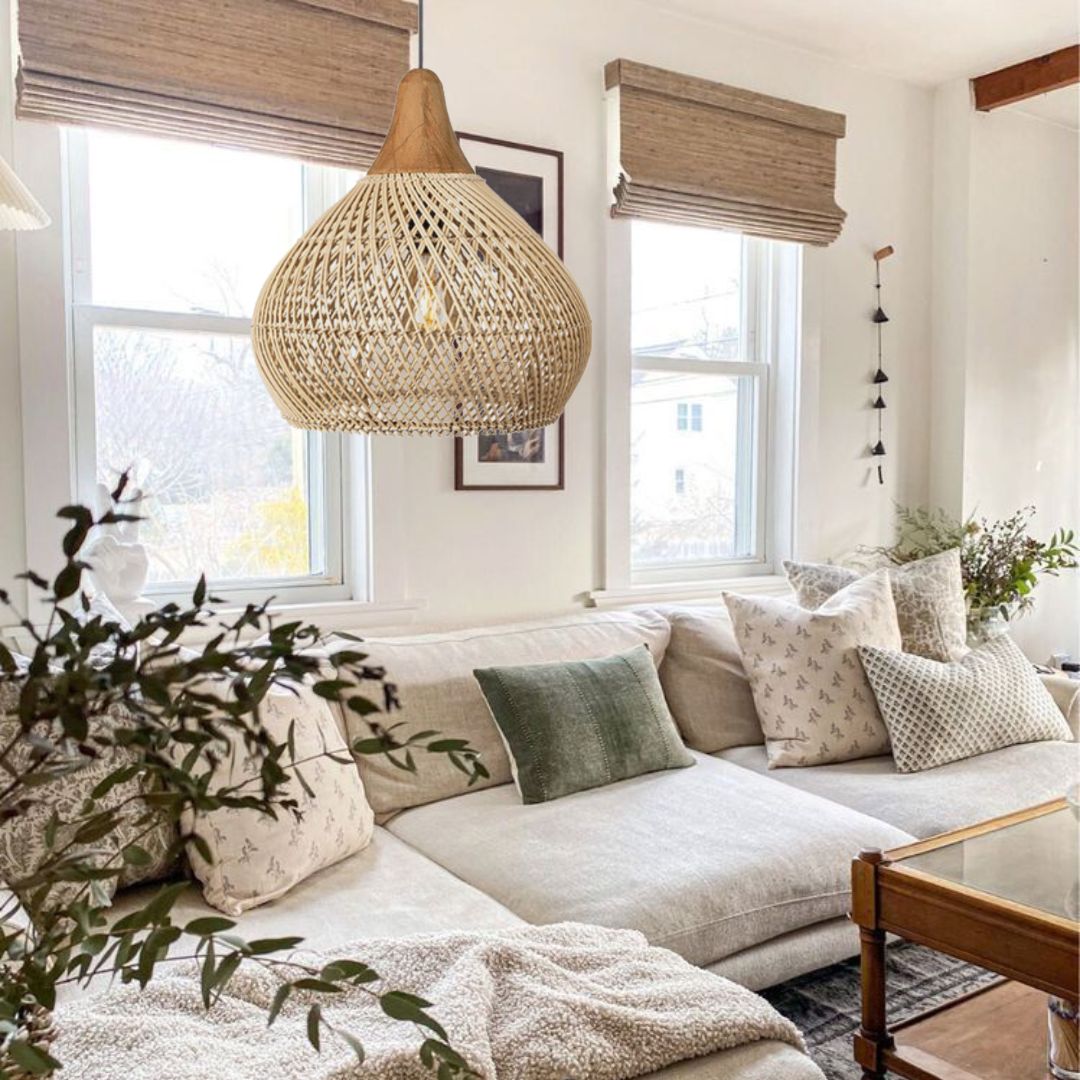 RattaLuxe™ – Lustre Vintage en Rotin Tressé