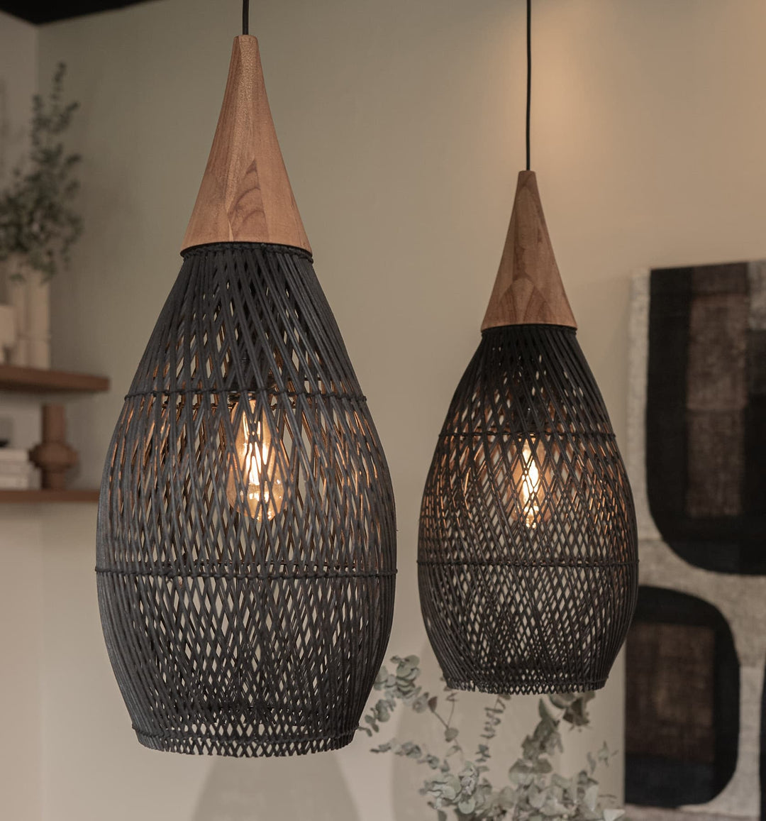 RattaLuxe™ – Lustre Vintage en Rotin Tressé