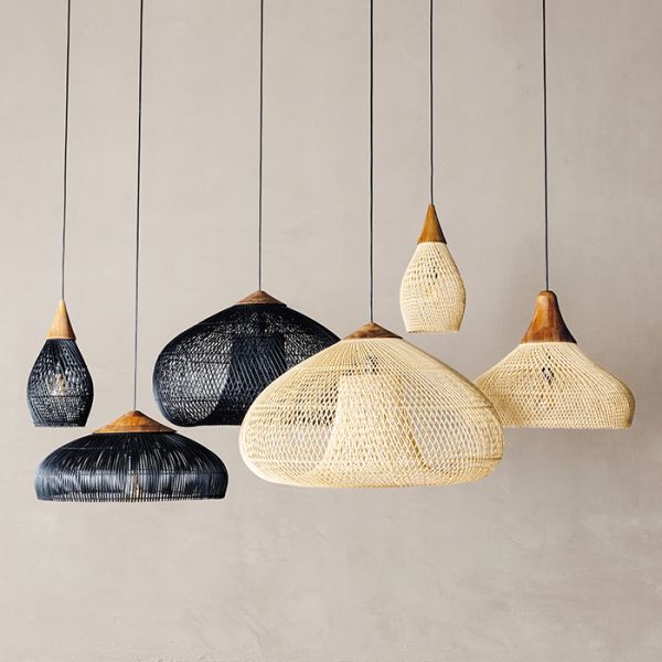 RattaLuxe™ – Lustre Vintage en Rotin Tressé