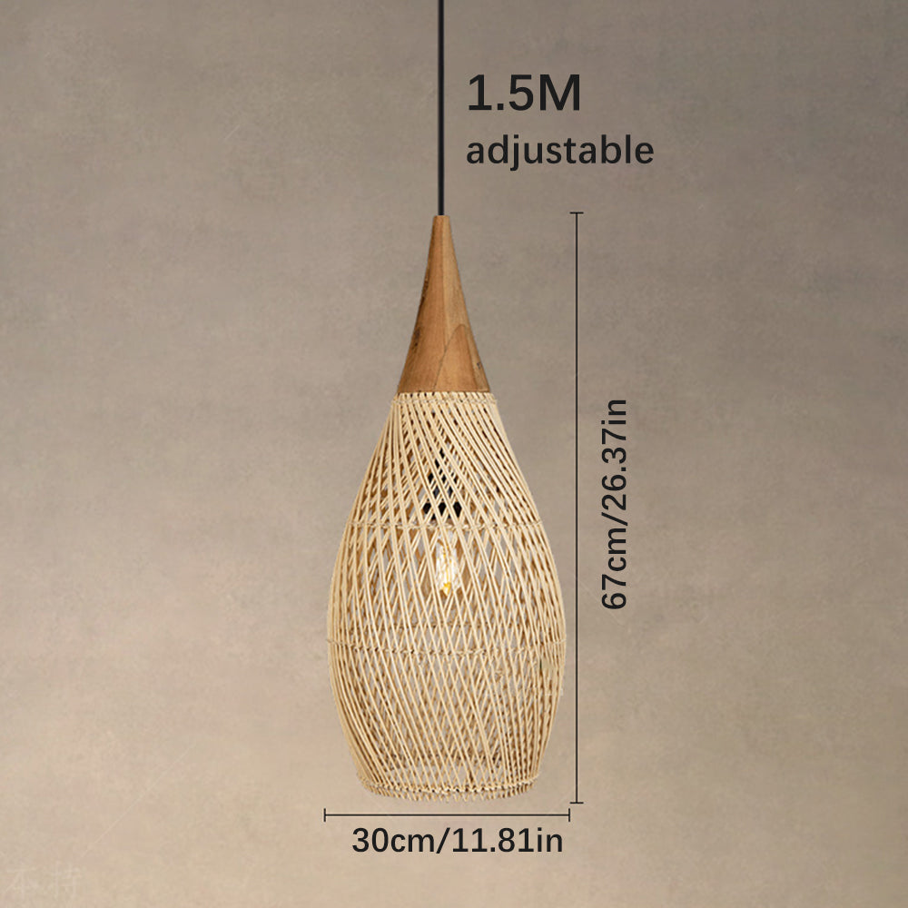 RattaLuxe™ – Lustre Vintage en Rotin Tressé