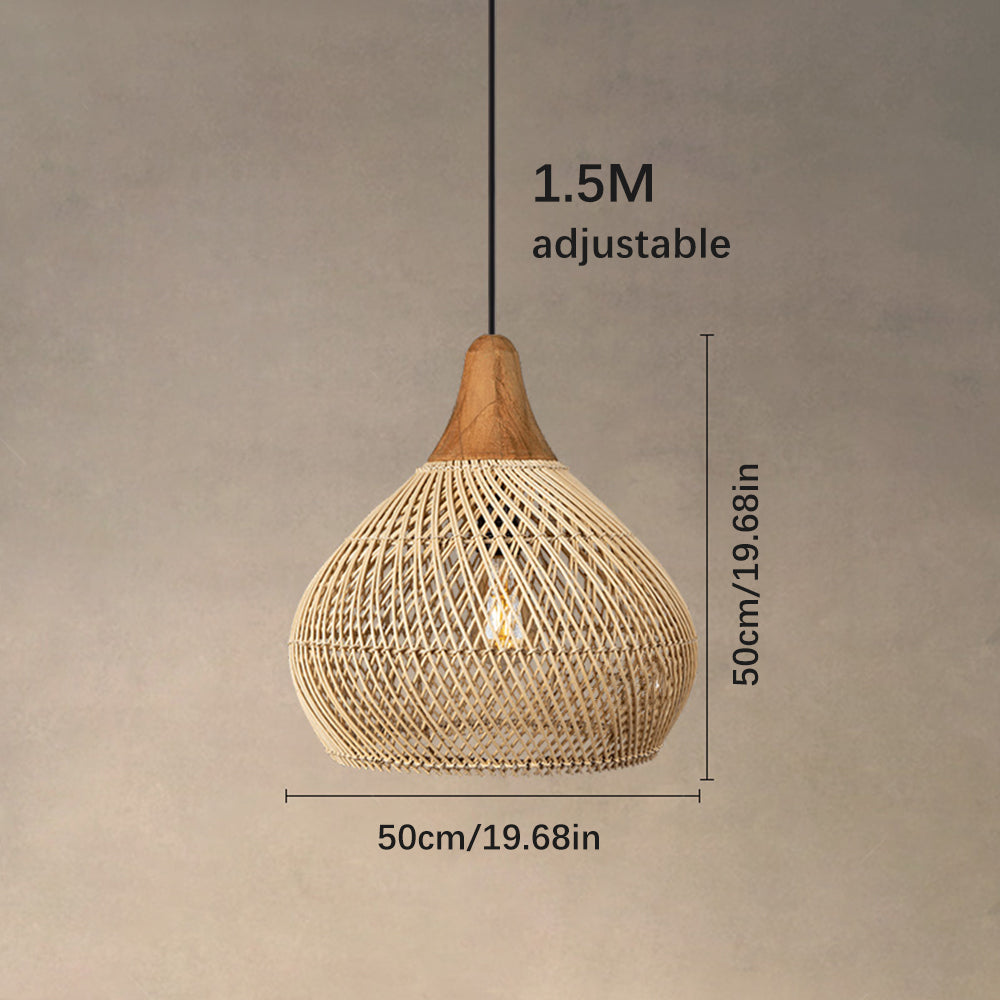 RattaLuxe™ – Lustre Vintage en Rotin Tressé