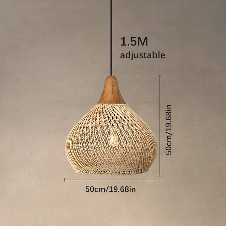 RattaLuxe™ – Lustre Vintage en Rotin Tressé