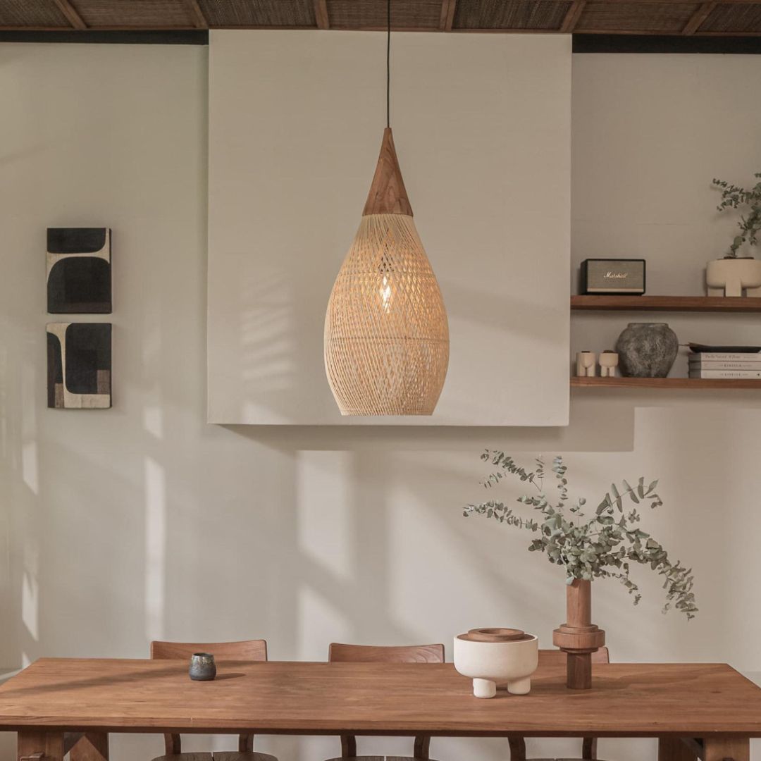 RattaLuxe™ – Lustre Vintage en Rotin Tressé