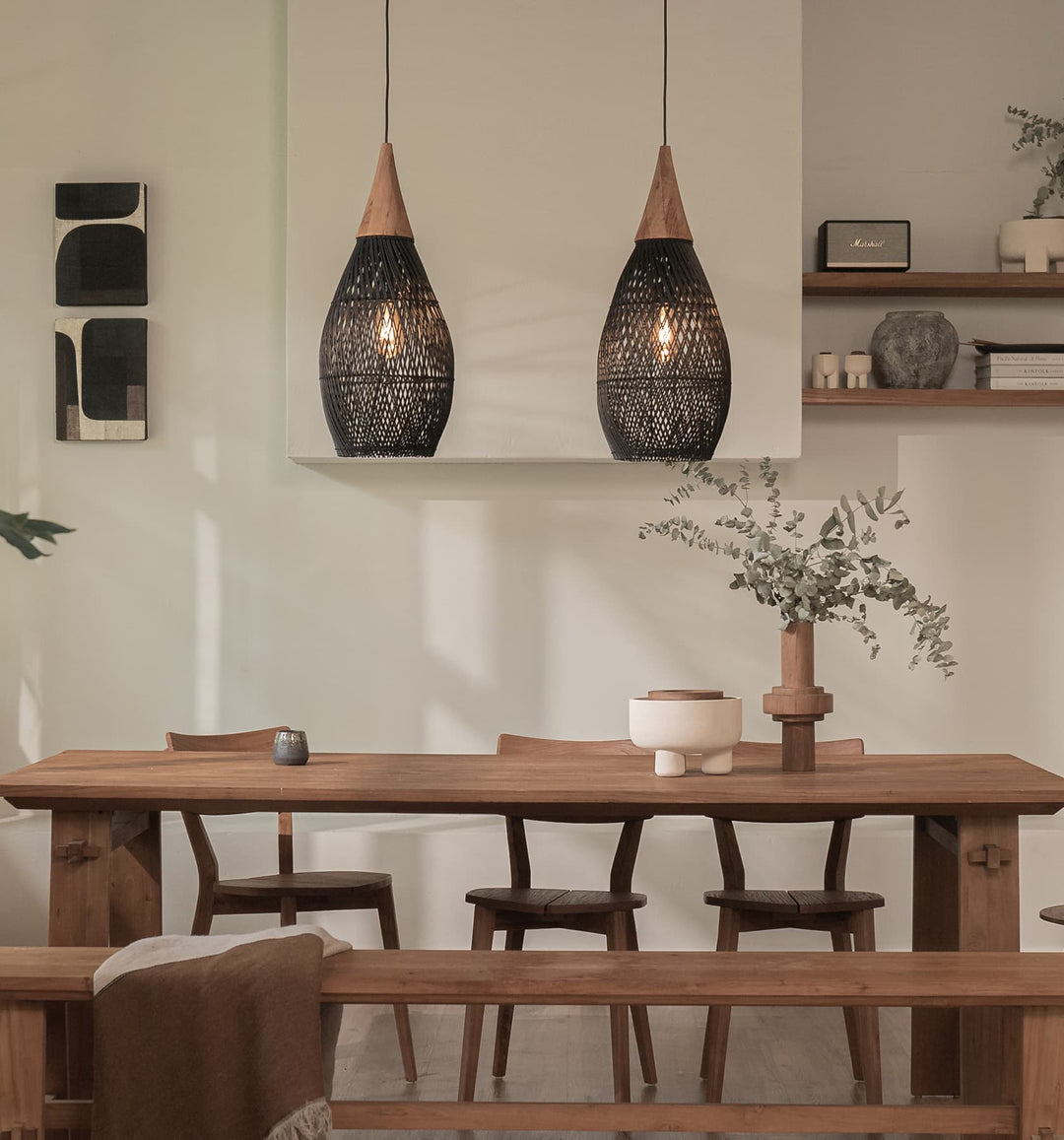 RattaLuxe™ – Lustre Vintage en Rotin Tressé