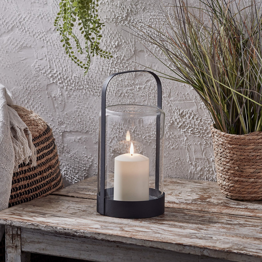 Set de 2 Lanternes Noires Élégantes avec Bougies LED