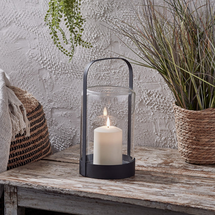 Set de 2 Lanternes Noires Élégantes avec Bougies LED