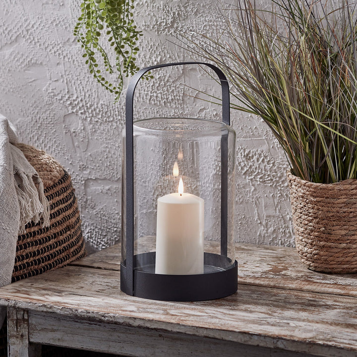 Set de 2 Lanternes Noires Élégantes avec Bougies LED
