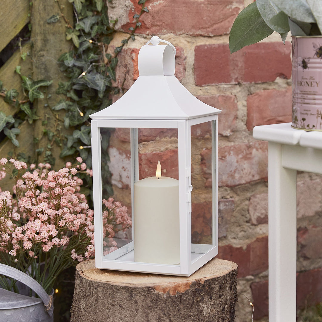 Lanterne Extérieure Albury Blanche 34 cm avec Bougie LED