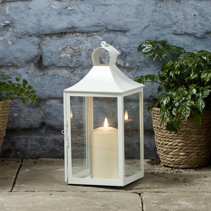 Lanterne Extérieure Albury Blanche 34 cm avec Bougie LED