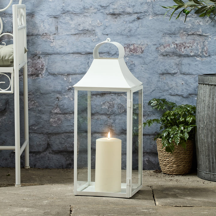 Lanterne de Jardin Blanche Albury 59 cm avec Bougie