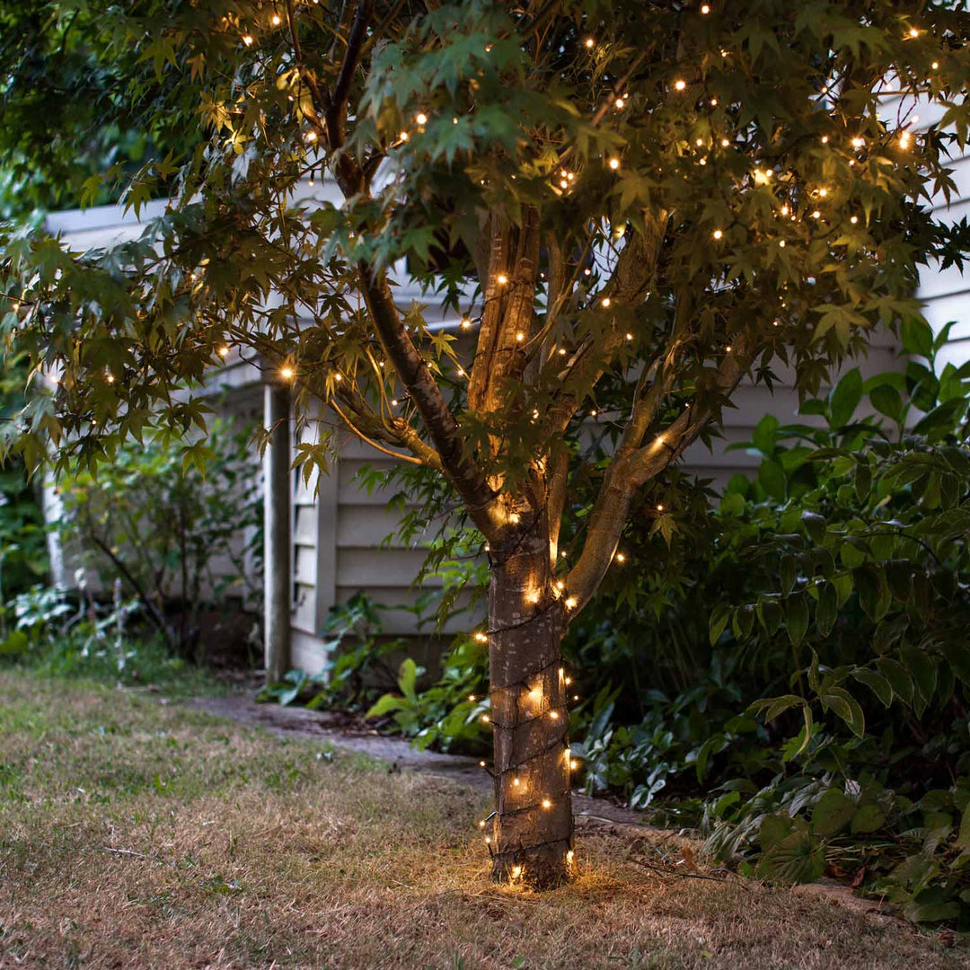 Guirlande Lumineuse 200 LED Blanc Chaud à Piles avec Fil Vert Foncé