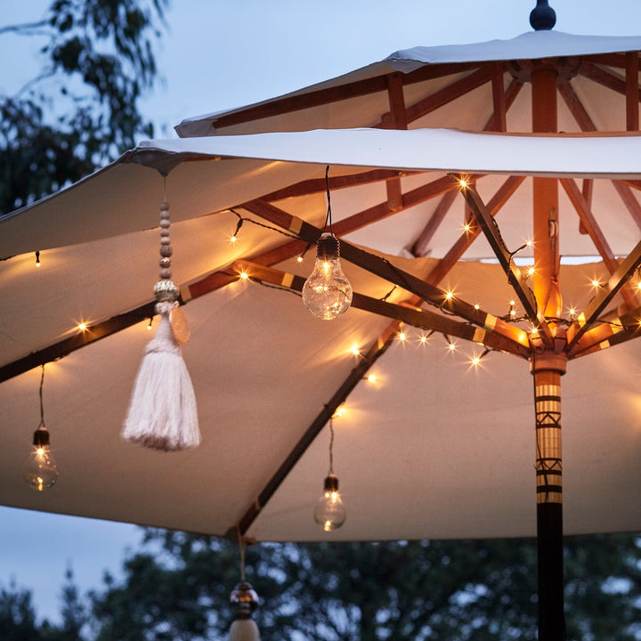 Chaleur d’Été™ – Guirlande Parasol 80 LED Blanc Chaud sur Piles