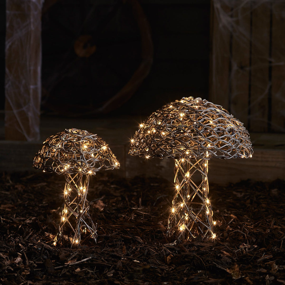 FungiGlow™ – Deux Champignons Décoratifs en Rotin