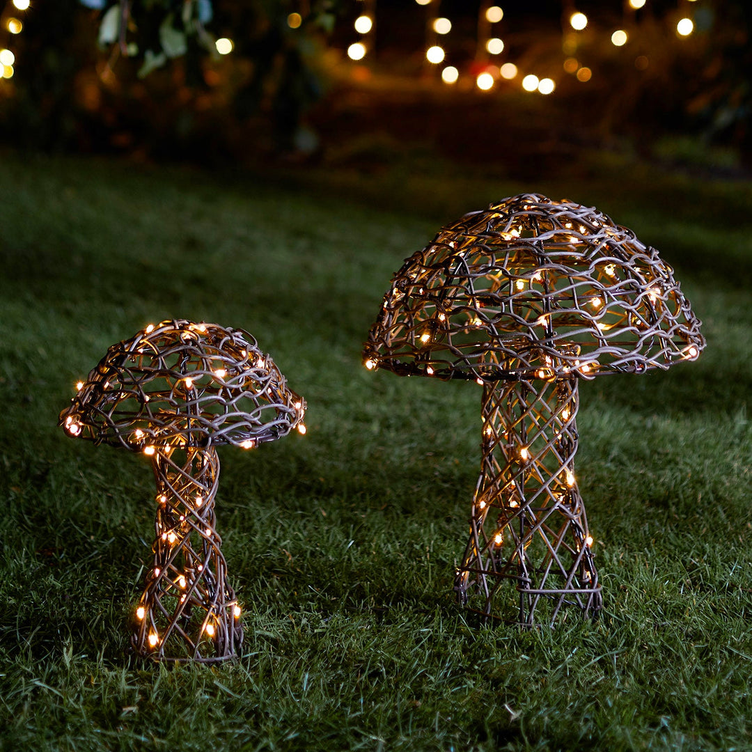 FungiGlow™ – Deux Champignons Décoratifs en Rotin