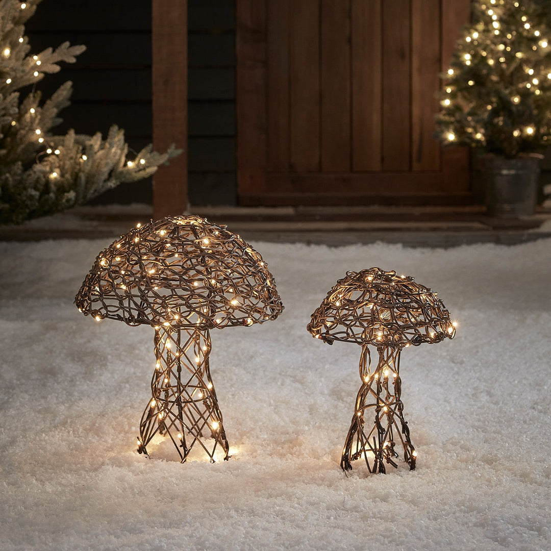 FungiGlow™ – Deux Champignons Décoratifs en Rotin