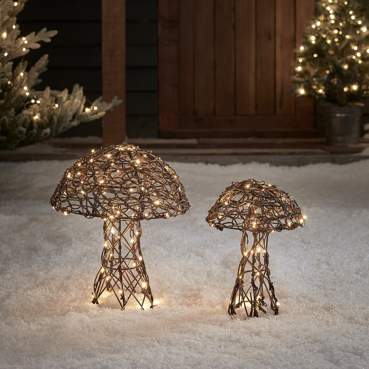 FungiGlow™ – Deux Champignons Décoratifs en Rotin