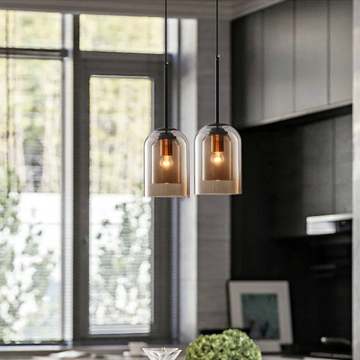 LumiStrate™ – Suspension Moderne à Deux Niveaux de Verre