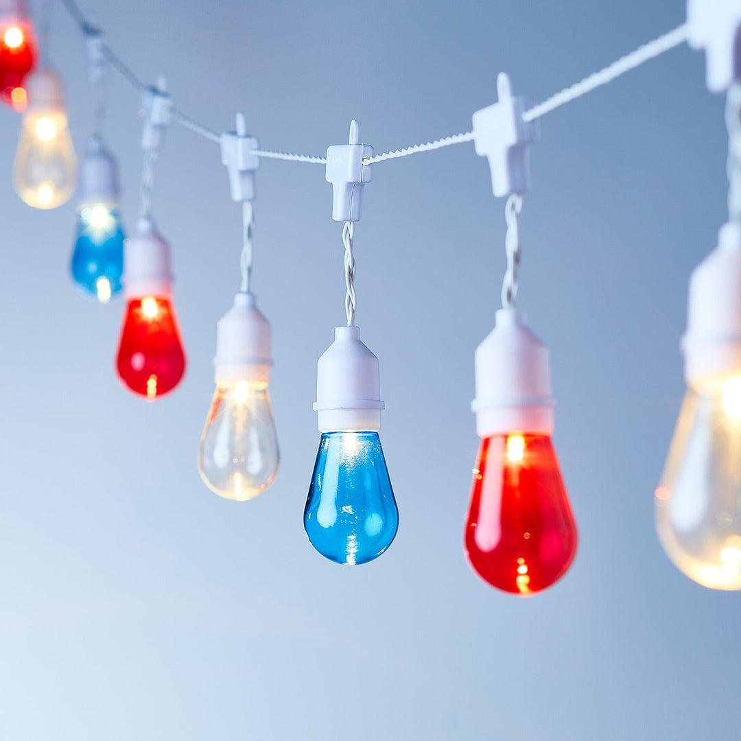 Guirlande Guinguette Tricolore Bleu Blanc Rouge - 15 Ampoules