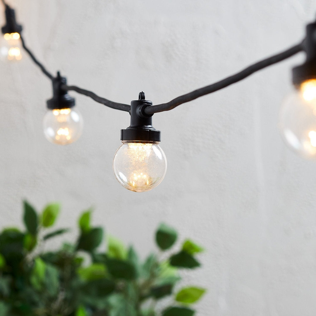 Guirlande Guinguette Pro Connect 15m – 30 LED Blanc Chaud, Câble Noir Raccordable
