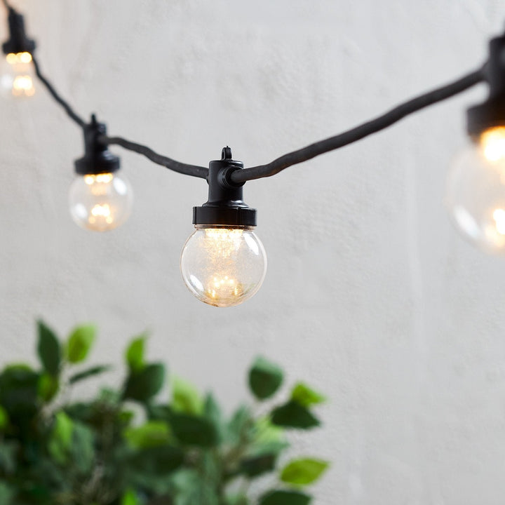 Guirlande Guinguette Pro Connect 15m – 30 LED Blanc Chaud, Câble Noir Raccordable