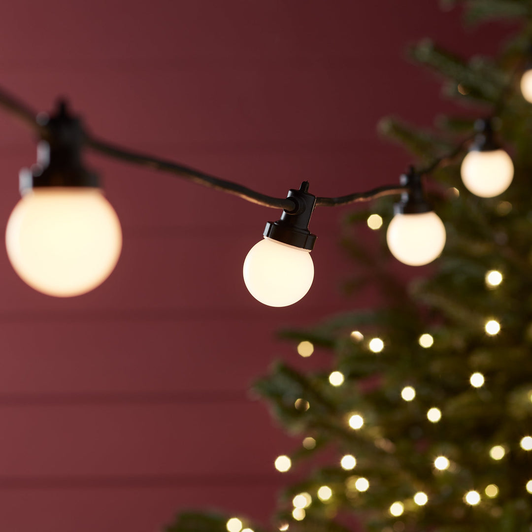 Guirlande Guinguette Pro Connect 15m – 30 LED Blanc Chaud, Câble Noir Raccordable