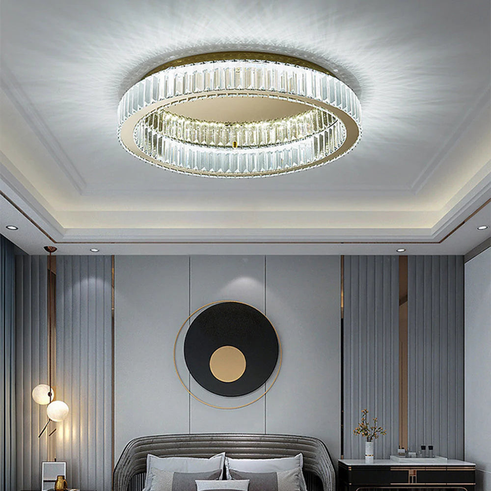 BrillaNova™ – Luminaire Circulaire Moderne aux Éclats de Cristal