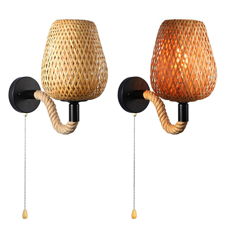 Éclat Nomade™ – Lampe Murale Rétro en Fibres Naturelles