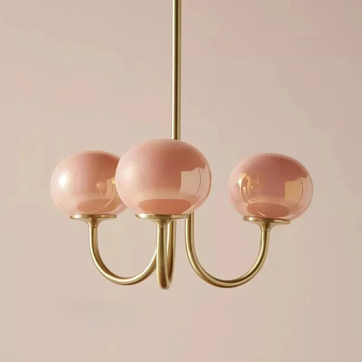 SucreLustre™ – Lustre Rose en Verre Bullé Style Guimauve