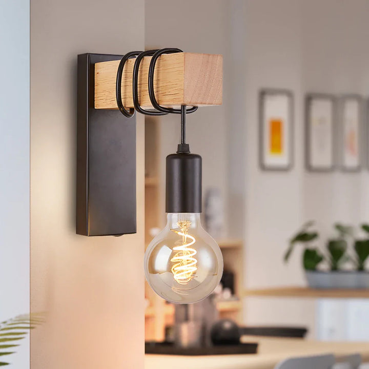 LignaFer™ – Applique Murale Moderne en Bois et Métal
