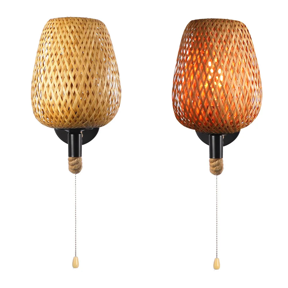 Éclat Nomade™ – Lampe Murale Rétro en Fibres Naturelles