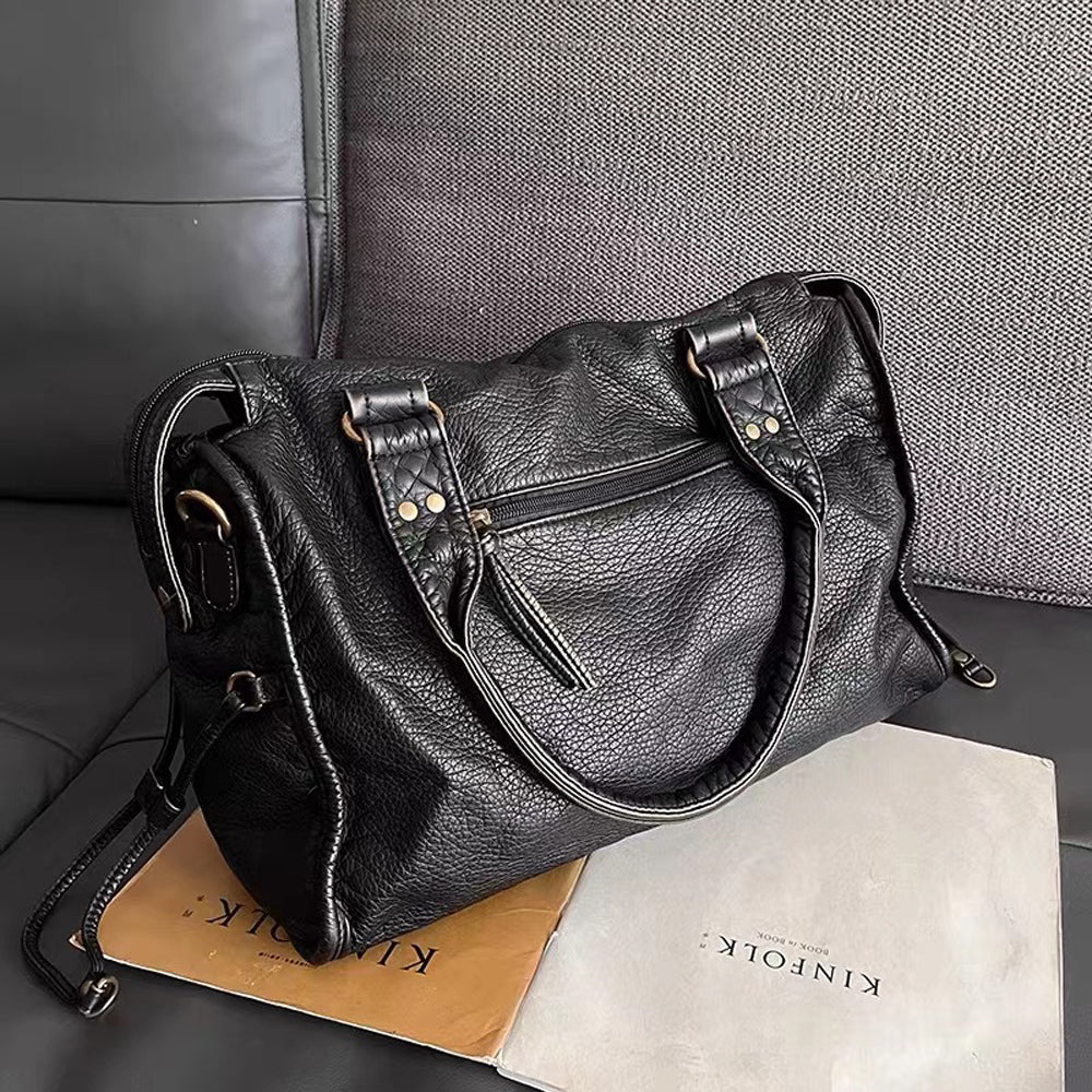 ÉbèneÉlite™ – Élégance Noire en Cuir pour Femme Raffinée