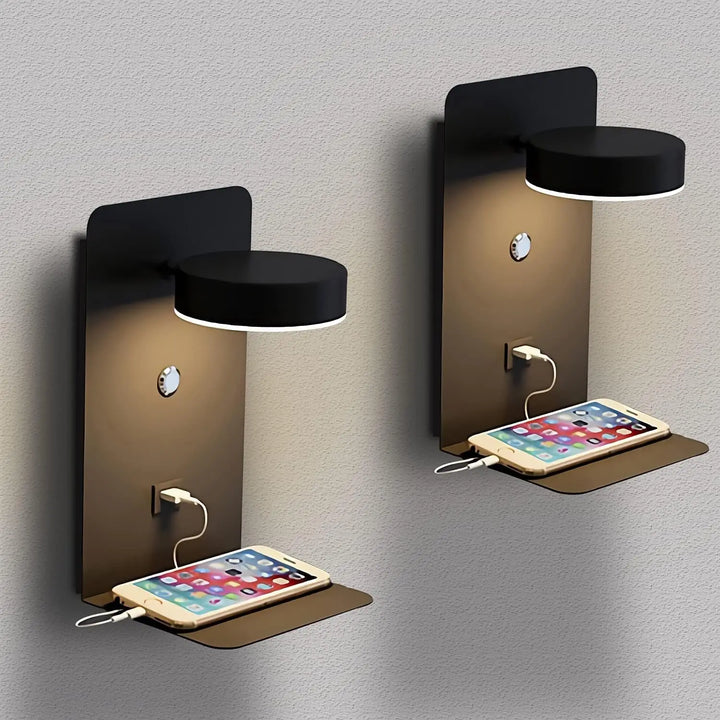 LumiDock™ – Lampe Murale Moderne avec Port de Charge USB