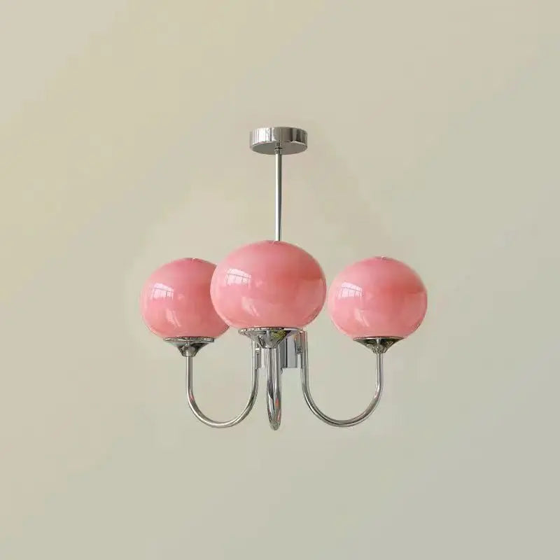 SucreLustre™ – Lustre Rose en Verre Bullé Style Guimauve