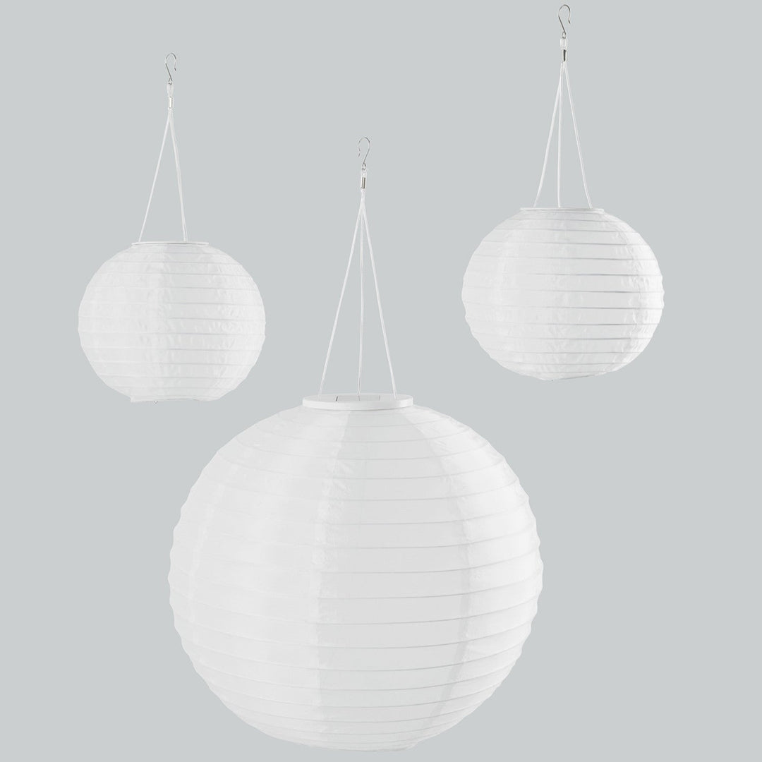 Trio Lumineux™ – Lampions Solaires LED Écume Blanche