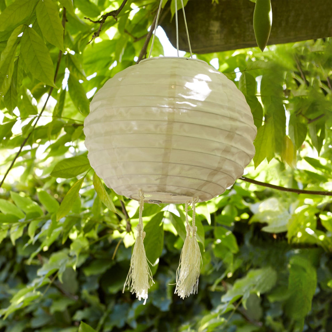 CrèmeLune™ – Lampion Suspendu Solaire à Pampilles Bohèmes (20 cm)